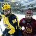 Michigan sophomore left wingman Phil Di Giuseppe fights for a puck on the boards in the second period of the game against Ferris State on Friday, Mar. 1. Daniel Brenner I AnnArbor.com